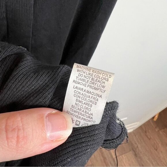 Heart & Hips Womens Size Medium Black Ribbed Midi Tank Dress Button Front Ruched - Picture 7 of 10